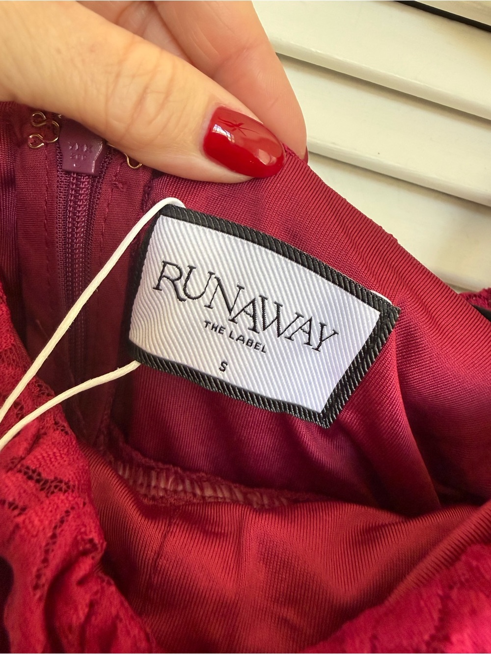Runaway the Label Off-Shoulder Lace Maxi Dress in Berry - Picture 9 of 10